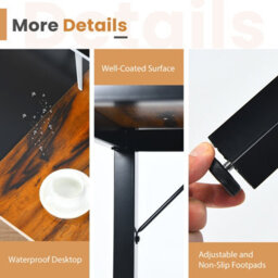 Costway Wooden Computer Desk Metal Frame Industrial Writing Workstation Pc Laptop Table - thumbnail 6