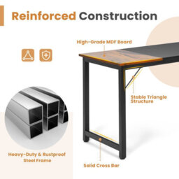 Costway Wooden Computer Desk Metal Frame Industrial Writing Workstation Pc Laptop Table - thumbnail 5