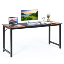 Costway Wooden Computer Desk Metal Frame Industrial Writing Workstation Pc Laptop Table - thumbnail 1