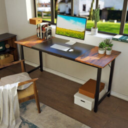 Costway Wooden Computer Desk Metal Frame Industrial Writing Workstation Pc Laptop Table - thumbnail 9