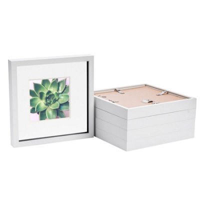 "Nicola Spring 10 X 10"" Photo Frames - White/white Mount - 3D Picture Frame Box Portrait Display Case (53 X 53Cm) Set Of 5" - image 1