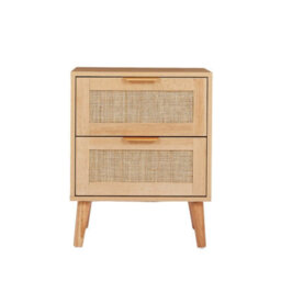 Bedside Table Set Of 2,  Rattan Chest Of 2 Drawers - Natural - thumbnail 2