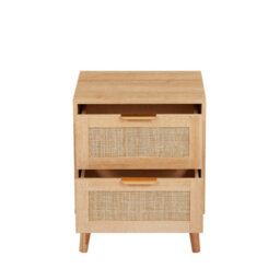 Bedside Table Set Of 2,  Rattan Chest Of 2 Drawers - Natural - thumbnail 3