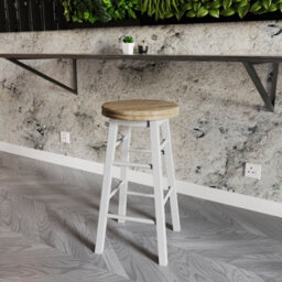 Lassic Chef Vida Wooden Revolving White Bar Stool - Set Of 2 - thumbnail 7