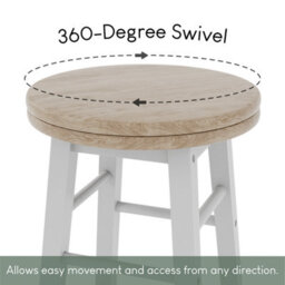 Lassic Chef Vida Wooden Revolving White Bar Stool - Set Of 2 - thumbnail 3