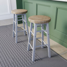 Lassic Chef Vida Wooden Revolving White Bar Stool - Set Of 2 - thumbnail 5
