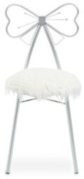 Orsina Silver Bow Faux Chair, Backrest Indoor Chair, Easy To Clean Decor Fur Chair - thumbnail 9