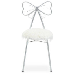 Orsina Silver Bow Faux Chair, Backrest Indoor Chair, Easy To Clean Decor Fur Chair - thumbnail 1