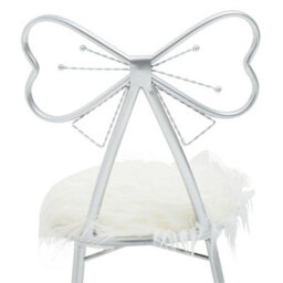 Orsina Silver Bow Faux Chair, Backrest Indoor Chair, Easy To Clean Decor Fur Chair - thumbnail 5