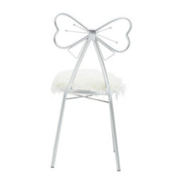 Orsina Silver Bow Faux Chair, Backrest Indoor Chair, Easy To Clean Decor Fur Chair - thumbnail 4