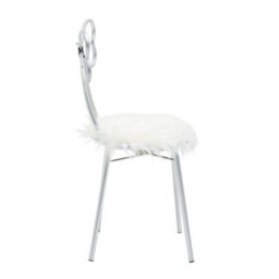 Orsina Silver Bow Faux Chair, Backrest Indoor Chair, Easy To Clean Decor Fur Chair - thumbnail 3