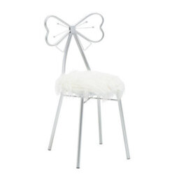 Orsina Silver Bow Faux Chair, Backrest Indoor Chair, Easy To Clean Decor Fur Chair - thumbnail 2