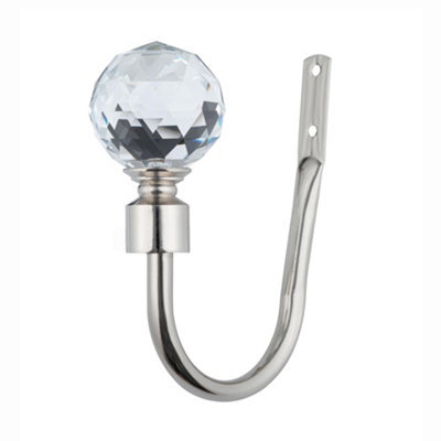 A.unique Home Pair Of Gem Crystal Ball Metal Holdbacks With Fittings - Brushed Steel - image 1