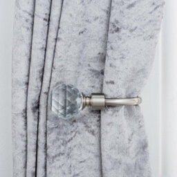 A.unique Home Pair Of Gem Crystal Ball Metal Holdbacks With Fittings - Brushed Steel - thumbnail 5