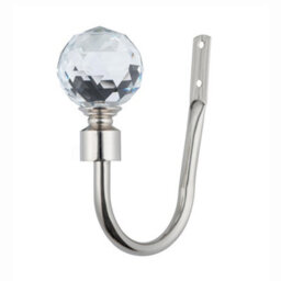 A.unique Home Pair Of Gem Crystal Ball Metal Holdbacks With Fittings - Brushed Steel