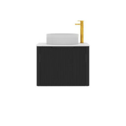 Royal Bathrooms Avenza 600mm Matt Obsidian Black Wall Hung Bathroom Countertop Vanity Unit 1 Drawer With Round Basin - thumbnail 6