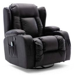 More4Homes Caesar Manual Recliner Bonded Leather 1+2 Seater Sofa Set (Black) - thumbnail 4