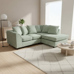 Abakus Direct Jumbo Chenille Corner Sofa In Sage Green Right Facing With Plush Chaise Extension - thumbnail 2