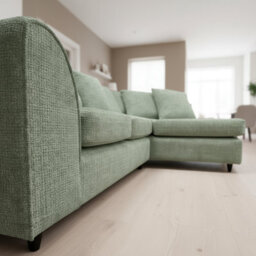 Abakus Direct Jumbo Chenille Corner Sofa In Sage Green Right Facing With Plush Chaise Extension - thumbnail 7