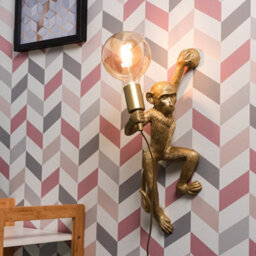 Valuelights Monkey Animal Quirky Modern Gold Wall Light - thumbnail 4