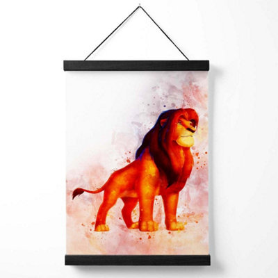 Artze Wall Art Mufasa Watercolour Lion King Art Print With Black Frame Size: A4 - image 1