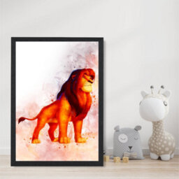 Artze Wall Art Mufasa Watercolour Lion King Art Print With Black Frame Size: A4 - thumbnail 2
