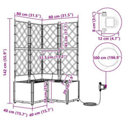 Berkfield Garden Planters Light Grey 80 X 80 X 142 Cm Steel - thumbnail 8