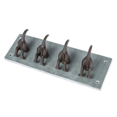 Homescapes Modern Dog Tail Coat Hooks Cast Iron And Slate Wall Mounted Design - image 1