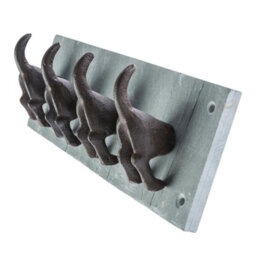 Homescapes Modern Dog Tail Coat Hooks Cast Iron And Slate Wall Mounted Design - thumbnail 2