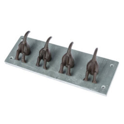 Homescapes Modern Dog Tail Coat Hooks Cast Iron And Slate Wall Mounted Design - thumbnail 1