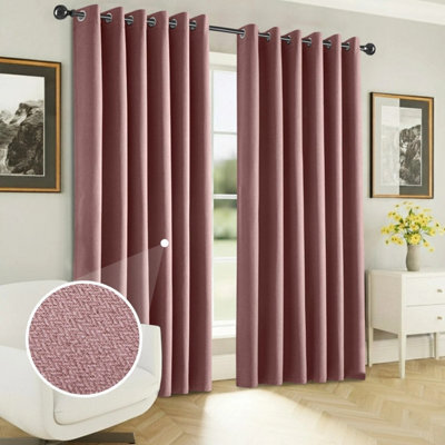 Ameha Blush Pink 100%blackout Curtain 66X72'' Linen Texture Thermal Insulated Eyelet Curtain Pair Energy Saving Winter & Summer Uk Home - image 1