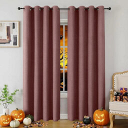 Ameha Blush Pink  100%blackout Curtain 66X72'' Linen Texture Thermal Insulated Eyelet Curtain Pair Energy Saving Winter & Summer Uk Home - thumbnail 6
