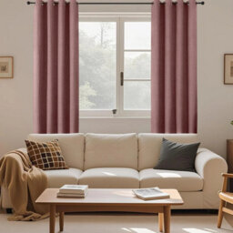 Ameha Blush Pink  100%blackout Curtain 66X72'' Linen Texture Thermal Insulated Eyelet Curtain Pair Energy Saving Winter & Summer Uk Home - thumbnail 2