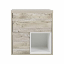 Homestylestore 600mm Light Oak Wall Hung Bathroom Vanity Unit With Square Countertop Basin - thumbnail 3