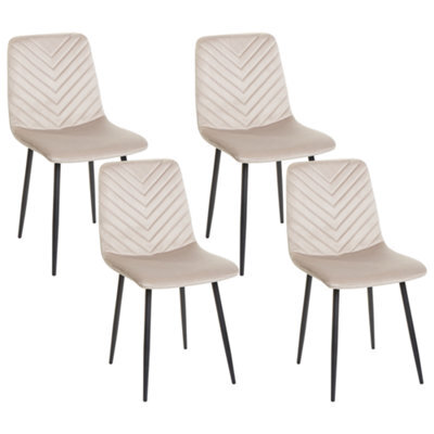 Beliani Set Of 4 Dining Chairs Havre Velvet Beige - image 1