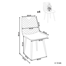 Beliani Set Of 4 Dining Chairs Havre Velvet Beige - thumbnail 3