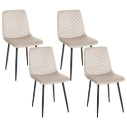 Beliani Set Of 4 Dining Chairs Havre Velvet Beige - thumbnail 1