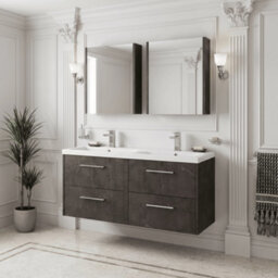 Balterley Winshill Contemporary 4 Drawer Wall Hung Vanity Unit With Double Basin, Metallic Slate, 1200mm - thumbnail 4