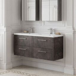 Balterley Winshill Contemporary 4 Drawer Wall Hung Vanity Unit With Double Basin, Metallic Slate, 1200mm - thumbnail 2
