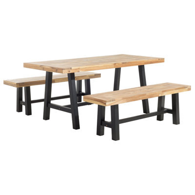 Beliani Garden Dining Set 6 Seater Scania Acacia Wood Black - image 1