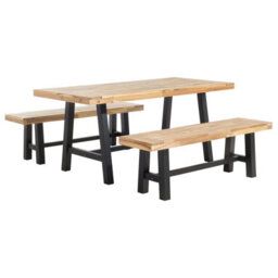 Beliani Garden Dining Set 6 Seater Scania Acacia Wood Black - thumbnail 1