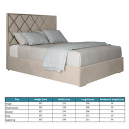 Tammy Upholstered Soft Velvet Metal Cream Bed Frame - thumbnail 4