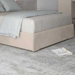Tammy Upholstered Soft Velvet Metal Cream Bed Frame - thumbnail 3