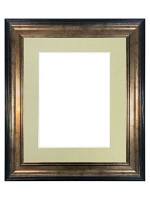 Frames By Post Scandi Black & Gold Frame With Light Grey Mount For Image Size 7 X 5 Inch - image 1