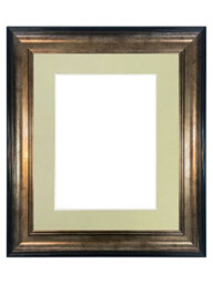 Frames By Post Scandi Black & Gold Frame With Light Grey Mount For Image Size 7 X 5 Inch - thumbnail 1