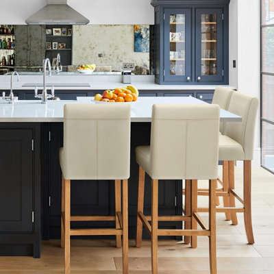 Atlantic Tetbury Bar Stool Cream Leather With Oak Legs - image 1