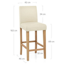 Atlantic Tetbury Bar Stool Cream Leather With Oak Legs - thumbnail 8