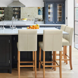 Atlantic Tetbury Bar Stool Cream Leather With Oak Legs - thumbnail 1