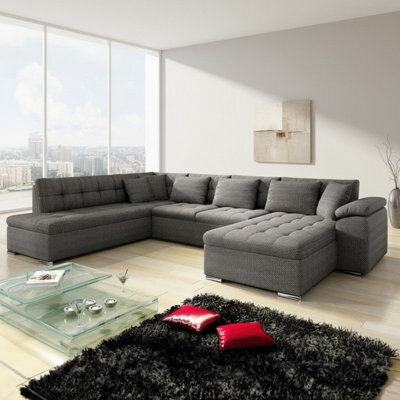Niko Bis U Shaped Fold Out Corner Sofa Bed For Living Room With Storage Melange Grey Right - image 1