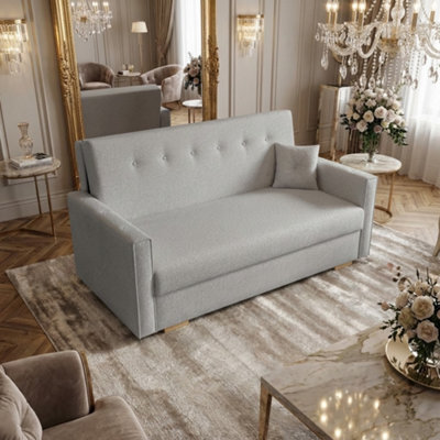 Viva Sonic Iv Sofa Bed With Storage Compartment Chipboard Frame Polyurethane Foam Wooden Legs 173X100X85Cm Light Grey - image 1